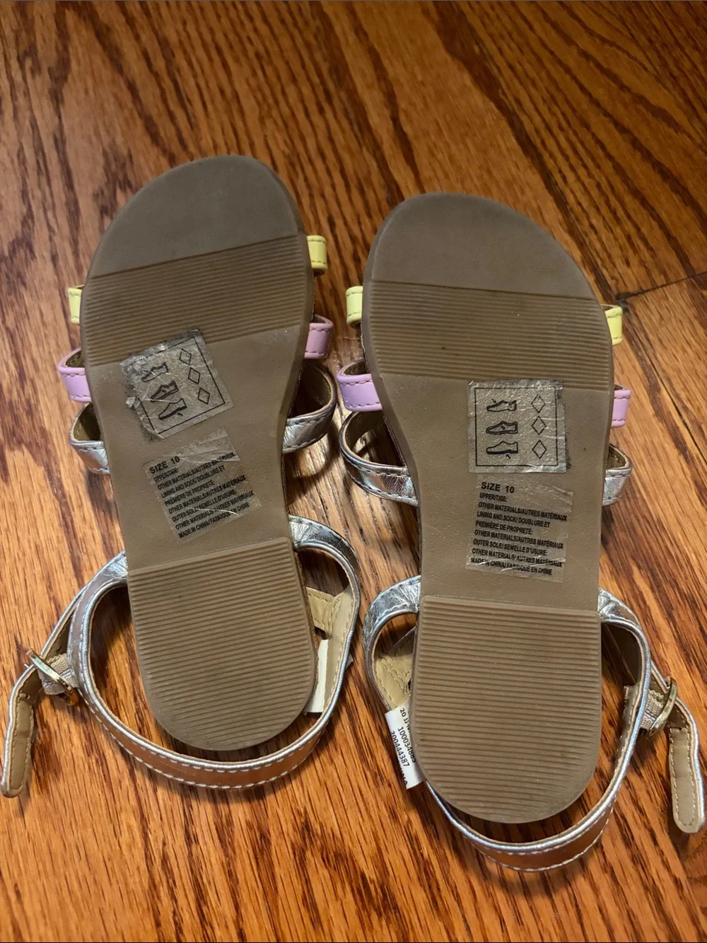 Janie and Jack Bow Strap Sandals - Silver, Lilac & Yellow